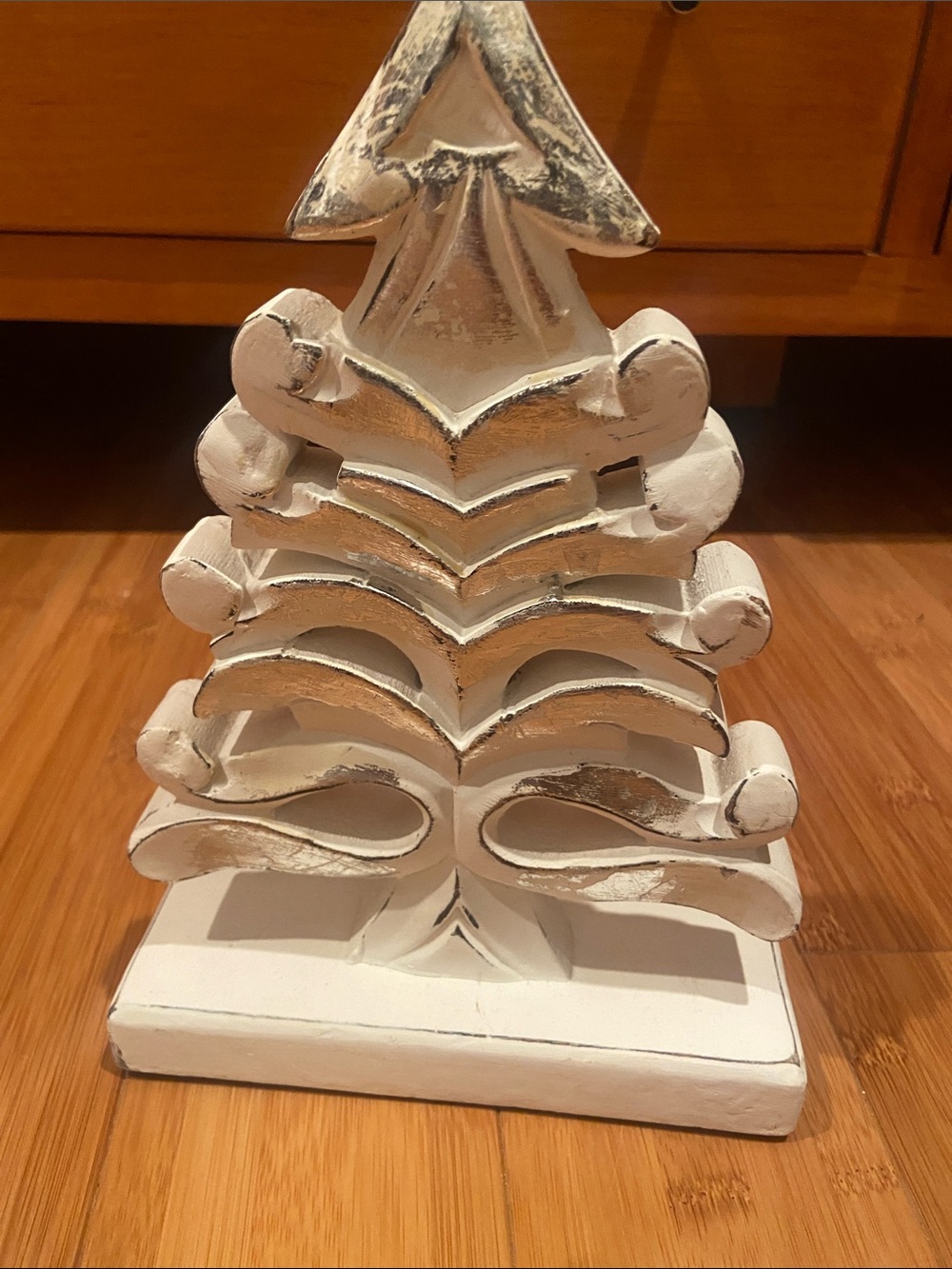 White & Silver Decorative Wooden Tree Sculpture - Home Art Accent